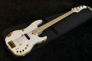 Xotic XTB-1T 4st Olympic White Over Aztec Gold Heavy Aged Gold Hardware #011