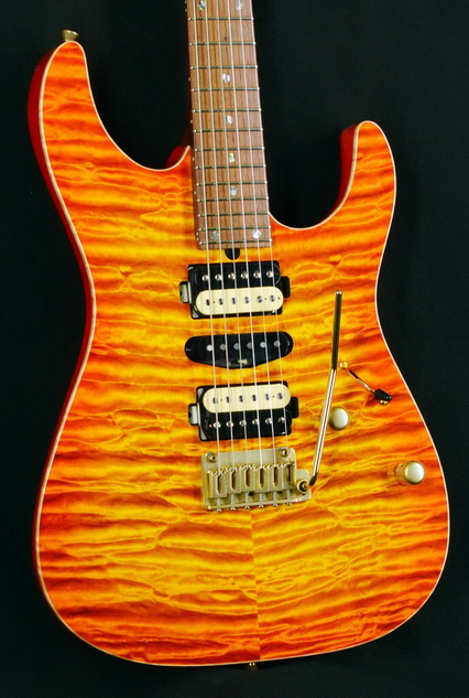 T's Guitars DST-Pro24,Quilt,Brazilian Rosewood Neck(Amber Burst)